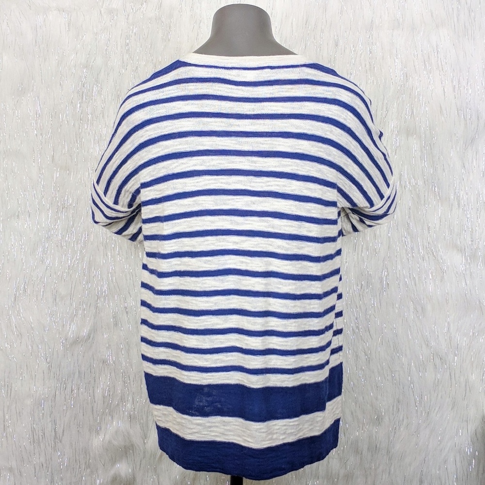 Madewell | Blue & Cream Striped Slub Knit Sweater - Picture 4 of 6